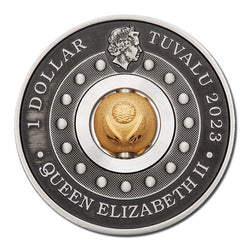 Tuvalu 2023 Year of the Rabbit Rotating Charm Antiqued 1oz Silver