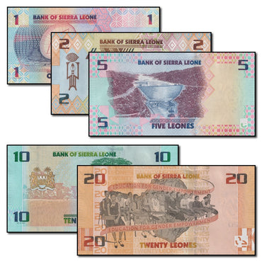 Sierra Leone 2022 1, 2, 5, 10 & 20 Leones Set of 5