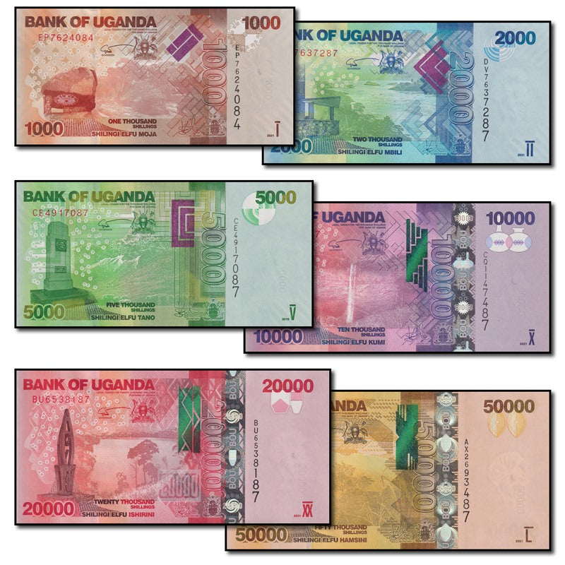 Uganda 2019-2021 Shillings Set of 6 P.49-54 CFU