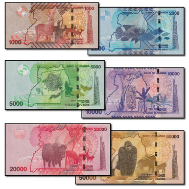 Uganda 2010-2021 Shillings Set of 6 P.49-54 CFU