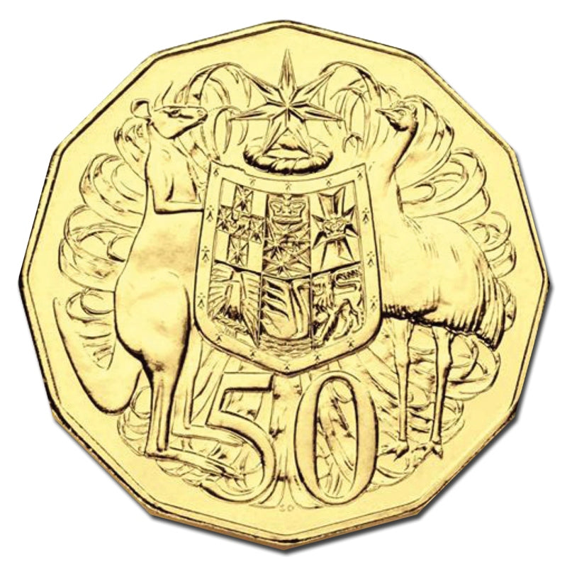 50c 2015 50th Ann. of the Royal Australian Mint Gold Plated UNC