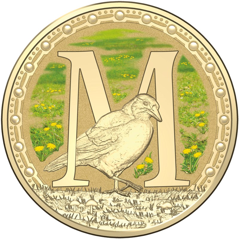 $1 2016 Coloured 'M' Alphabet Al-Bronze Coin