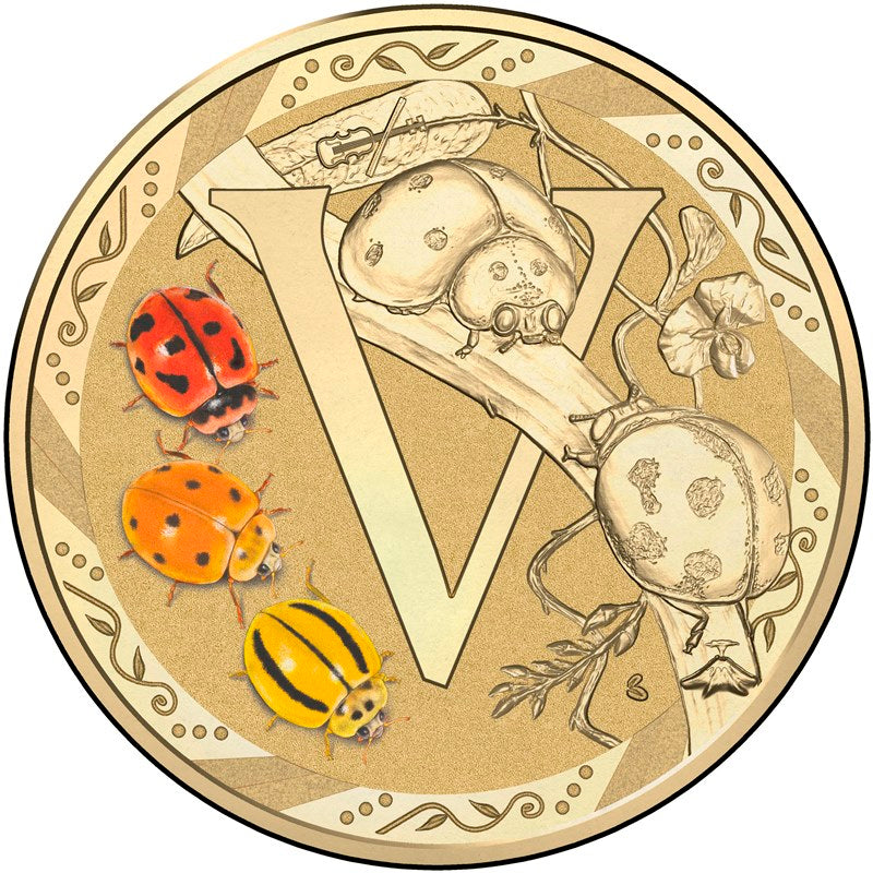 $1 2016 Coloured 'V' Alphabet Al-Bronze Coin