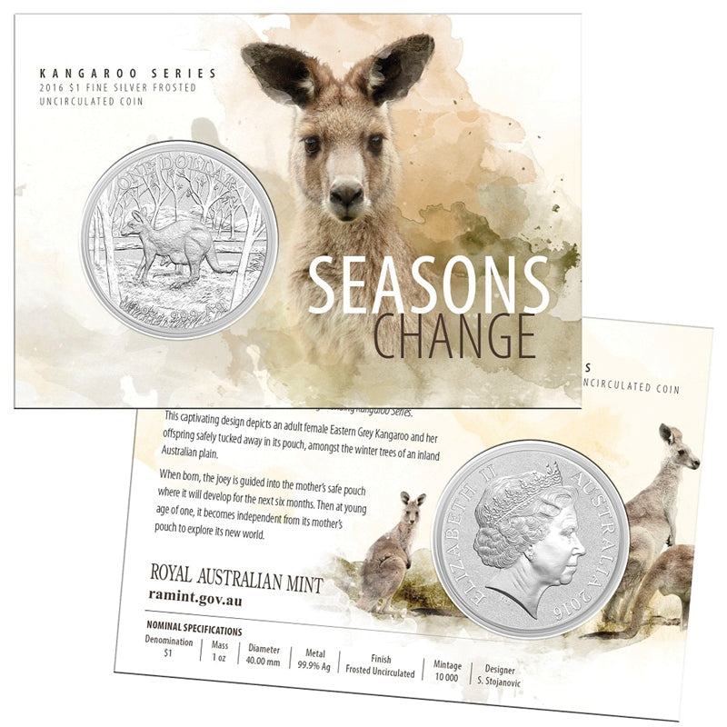 $1 2016 Kangaroo 1oz 99.9% Silver UNC