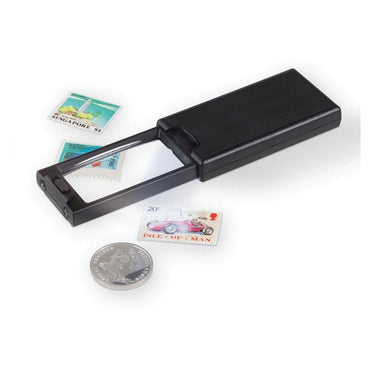 LED Pull-Out Magnifier With 2.5x And 45x Magnification, Black