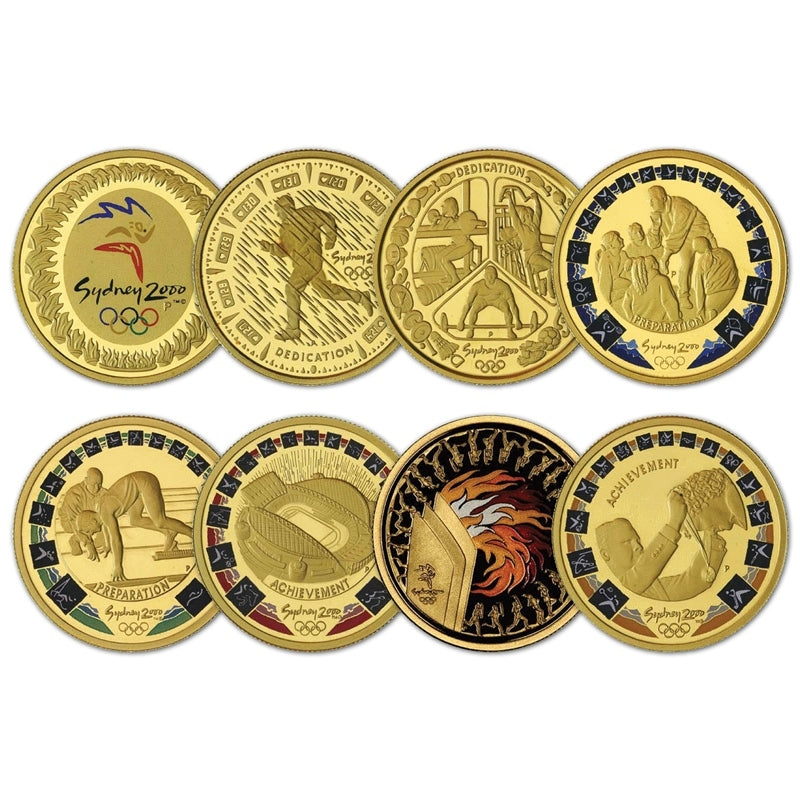 $100 2000 Sydney Olympics 8 Coin Gold Proof Set Signed by Mr Stuart Devlin