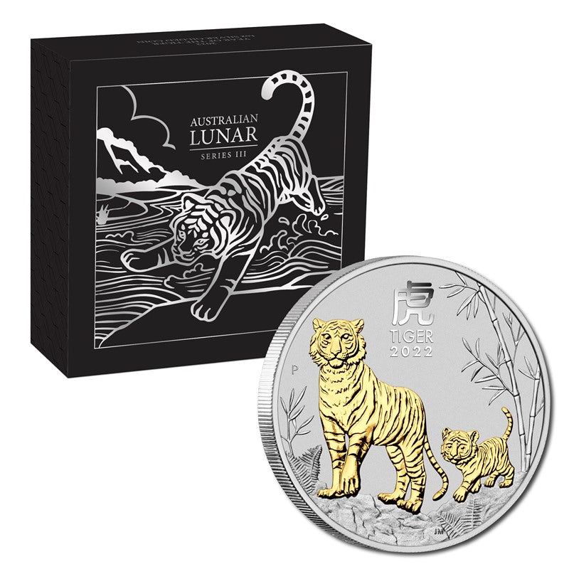 2022 Year of the Tiger Gilded 1oz Silver