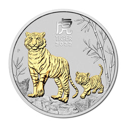 2022 Year of the Tiger Gilded 1oz Silver