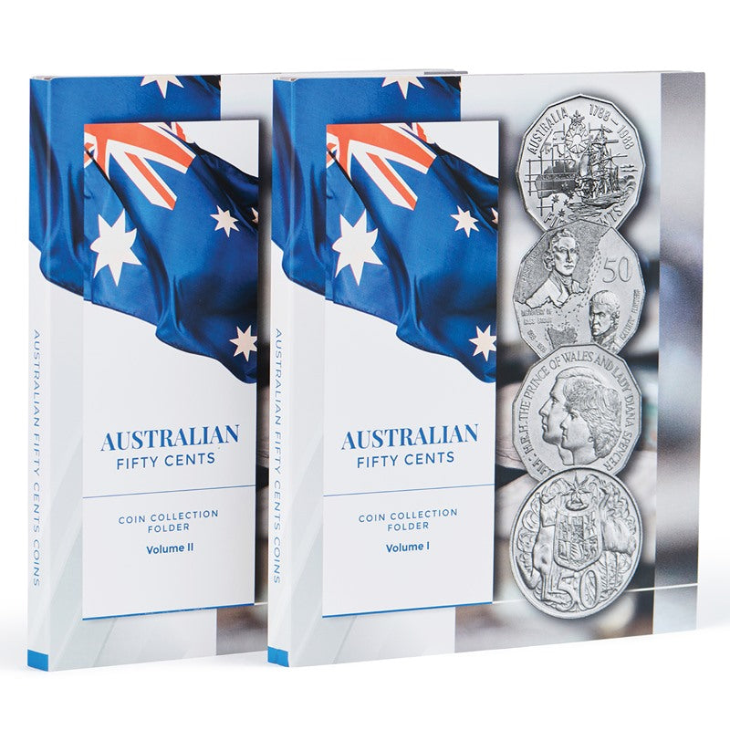 Australian 50c Circulating Coin Collection Album Folders - Vol I & II