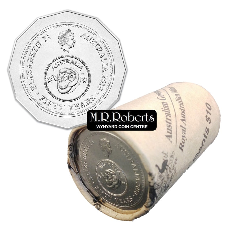 50c 2016 50th Anniversary Decimal Currency MINT ROLL - Wynyard