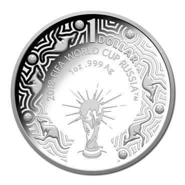 $1 2018 FIFA World Cup 1oz Silver Proof reverse | $1 2018 FIFA World Cup 1oz Silver Proof obverse