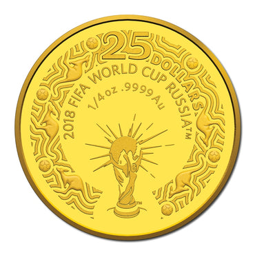 $25 2018 FIFA World Cup 1/4oz Gold Proof REVERSE