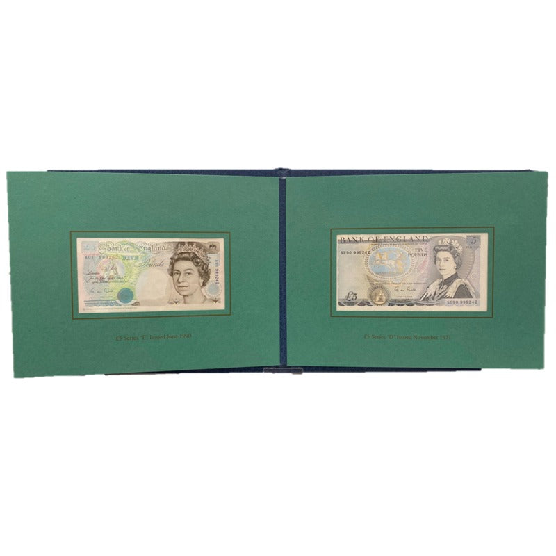 1990 Bank of England 5 Pound First & Last Banknote Pair