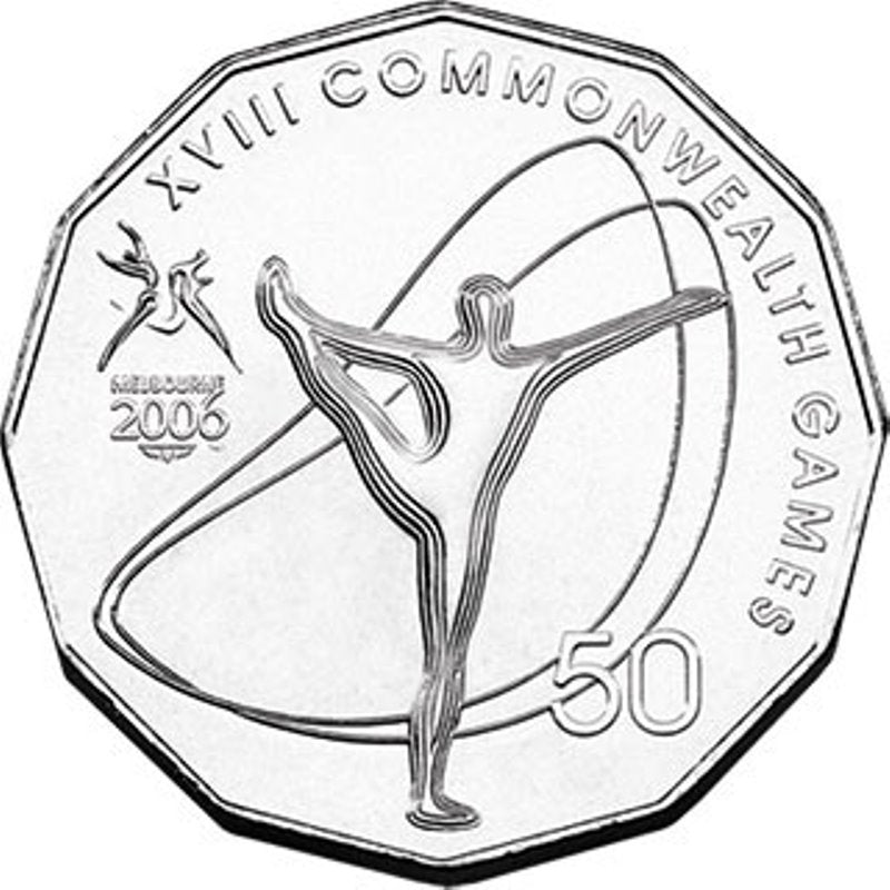 50c 2006 Commonwealth Games - Gymnastics Carded UNC