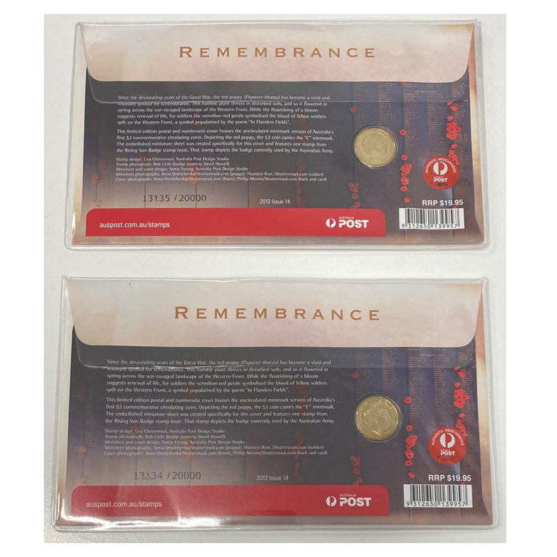 PNC 2012 $2 Remembrance Day - Consecutive Pair