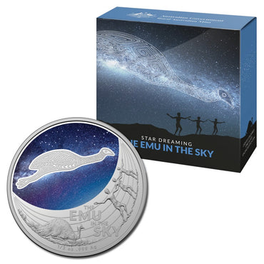 $1 2020 Star Dreaming - Emu in the Sky 1/2oz Silver UNC | $1 2020 Star Dreaming - Emu in the Sky 1/2oz Silver UNC REVERSE | $1 2020 Star Dreaming - Emu in the Sky 1/2oz Silver UNC OBVERSE | $1 2020 Star Dreaming - Emu in the Sky 1/2oz Silver UNC CASE