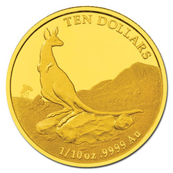 $10 2013 Explorers' First Sightings Kangaroo 1/10oz Gold Proof