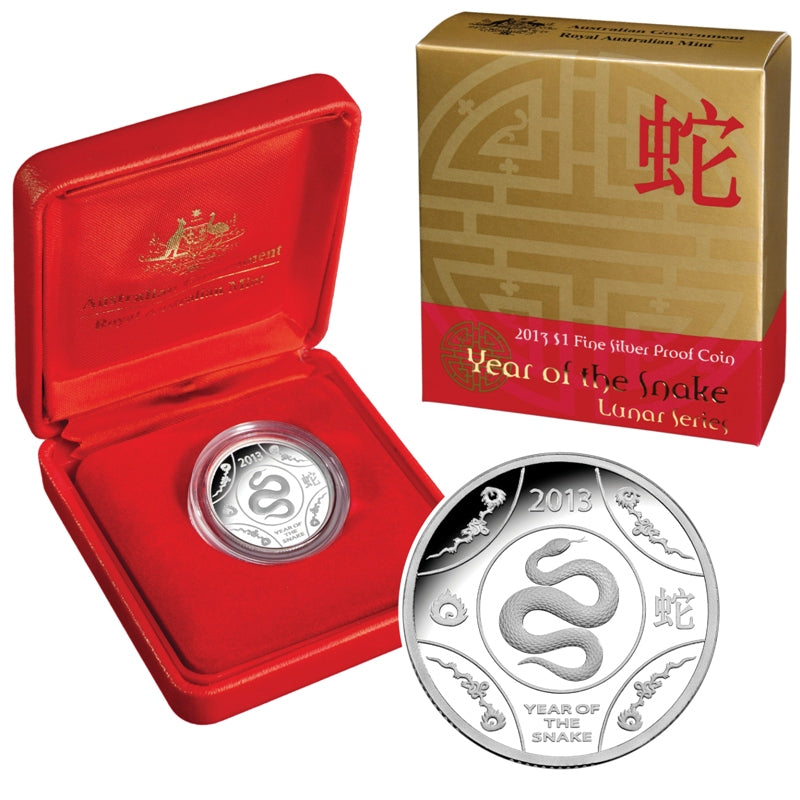 $1 2013 Year of the Snake Silver Proof