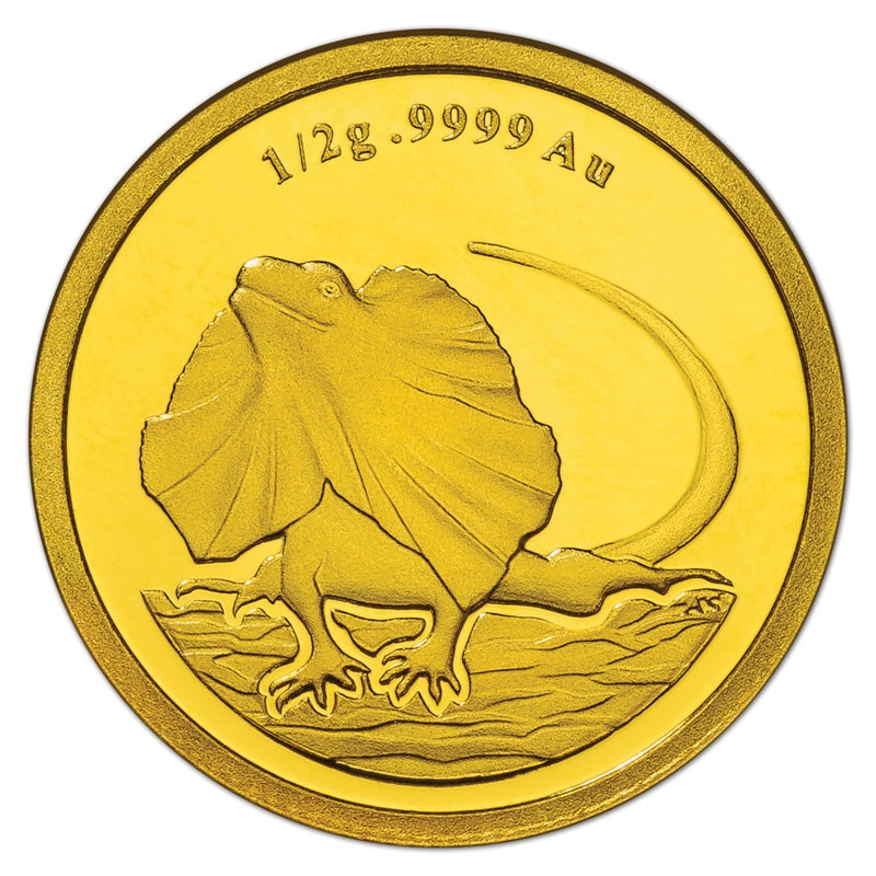 $2 2013 Frilled Neck Lizard 0.5g 99.99% Gold