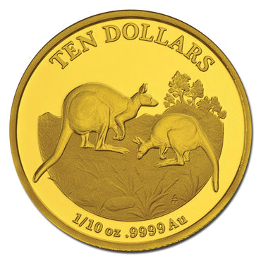 $10 2014 Explorers' First Sightings Kangaroo 1-10oz Gold Proof