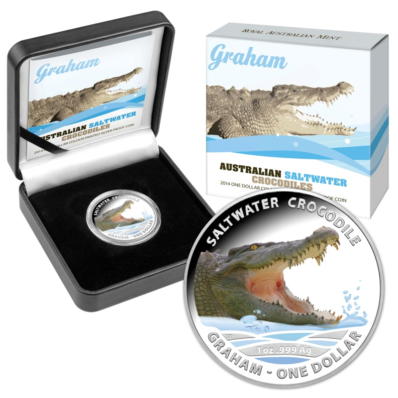 $1 2014 Saltwater Crocodile - Graham Coloured 1oz 99.9
