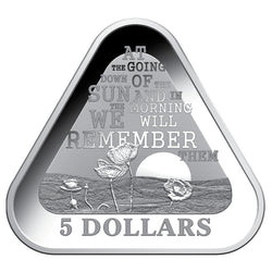 $5 2014 WWI Lest We Forget Triangle Shaped Silver Proof