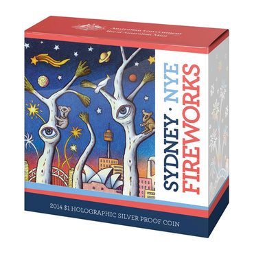 $1 2014 New Year's Eve 1oz Silver Hologram Coin