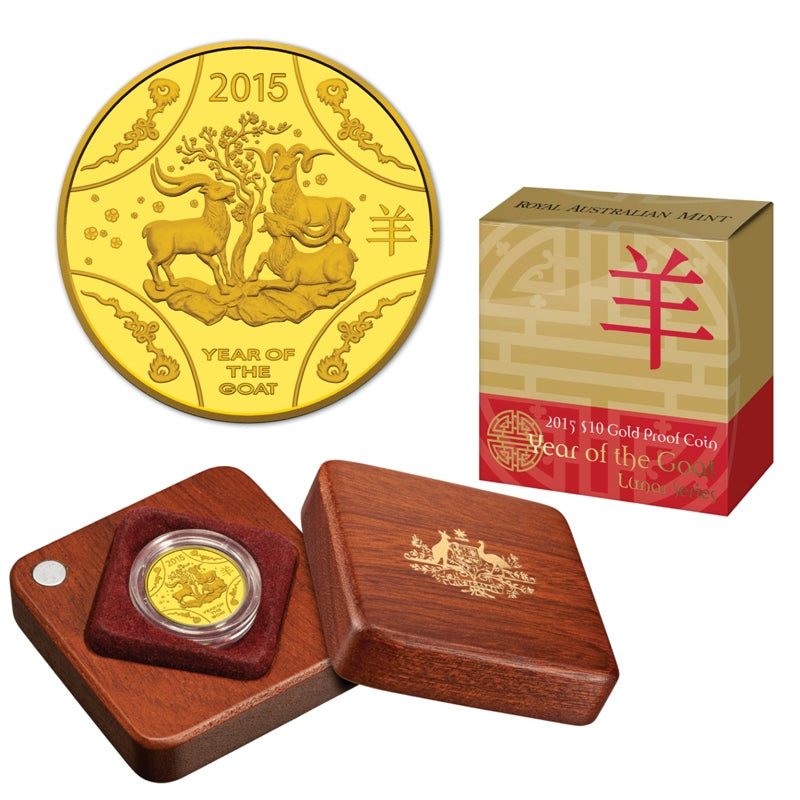 $10 2015 Year of the Goat 1/10oz Gold Proof