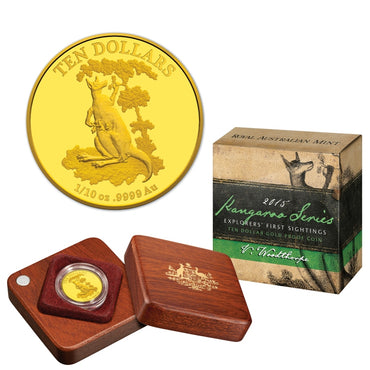 $10 2015 Explorers' First Sightings Kangaroo 1/10oz Gold Proof