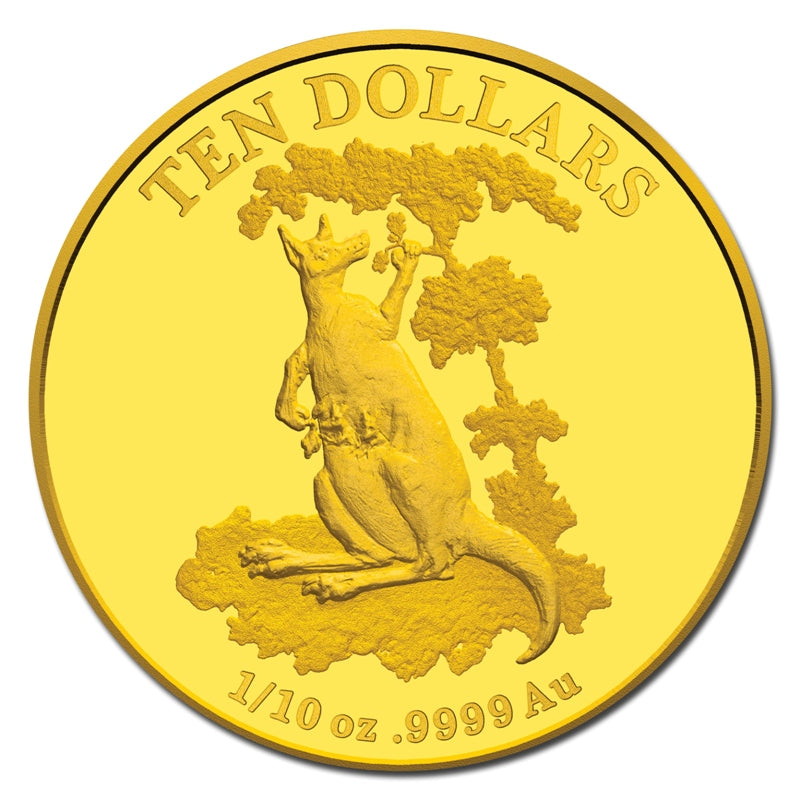 $10 2015 Explorers' First Sightings Kangaroo 1/10oz Gold Proof