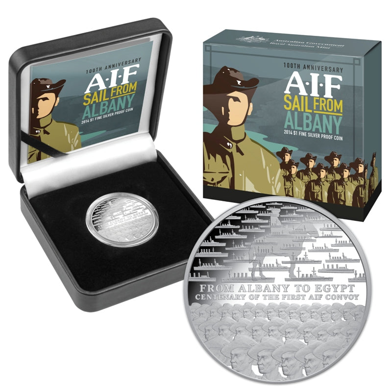 $1 2014 100th Anniversary A.I.F Sail from Albany Silver Proof