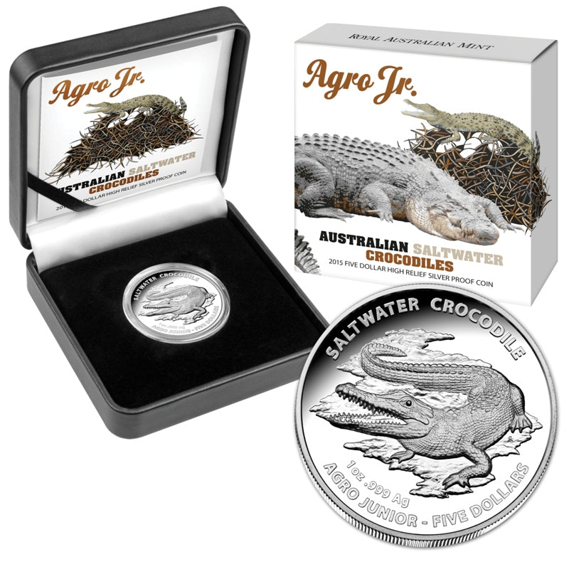$5 2015 Australian Saltwater Crocodile Agro Junior High Relief