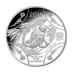 $1 2016 Year of the Monkey Silver Proof