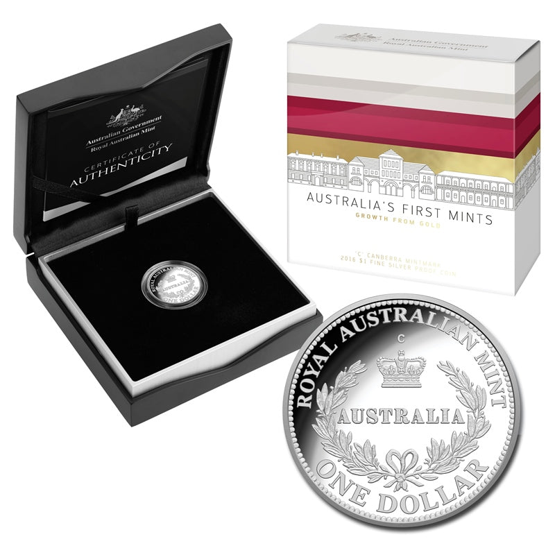 $1 2016 First Mints Silver Proof case | $1 2016 First Mints Silver Proof reverse | $1 2016 First Mints Silver Proof obverse