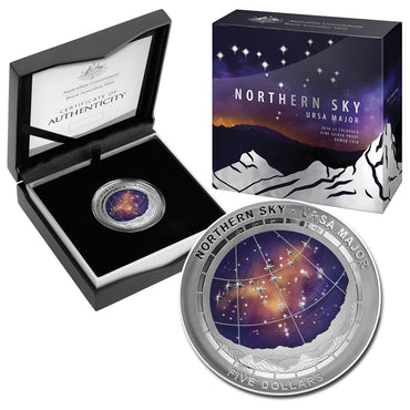 $5 2016 Northern Sky - Ursa Major Domed Silver Proof | $5 2016 Northern Sky - Ursa Major Domed Silver Proof reverse | $5 2016 Northern Sky - Ursa Major Domed Silver Proof side