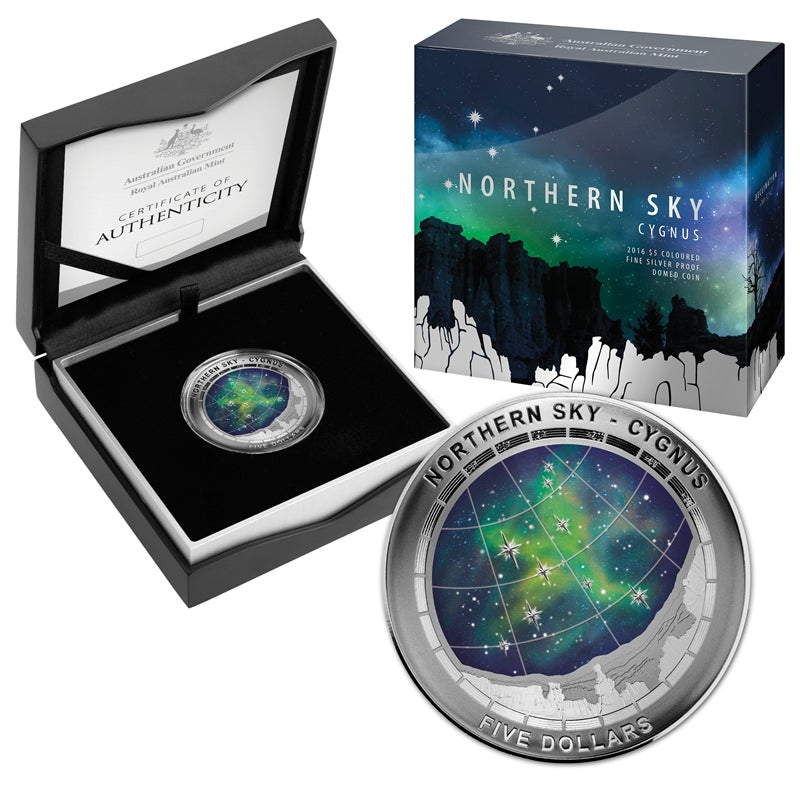 $5 2016 Northern Sky - Cygnus Domed Silver Proof - Wynyard Coin