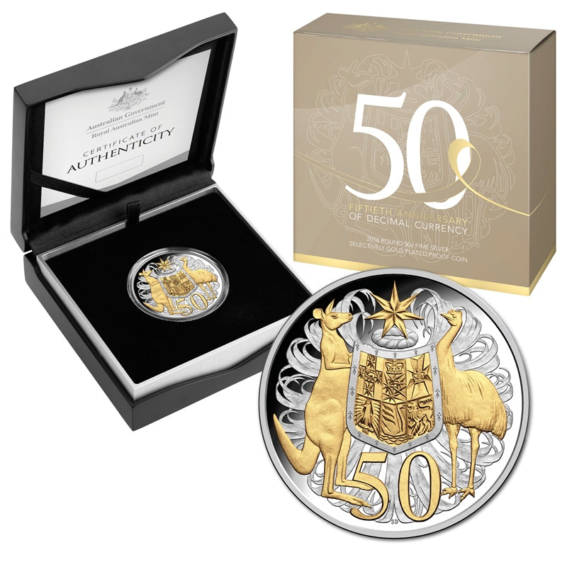 50c 2016 50th Anniversary of Decimal Currency SGP Silver Proof | 50c 2016 50th Anniversary of Decimal Currency SGP Silver Proof reverse