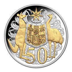 50c 2016 50th Anniversary of Decimal Currency Selectively Gold Plated Silver Proof