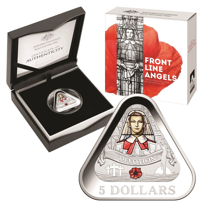 $5 2017 Front Line Angels Triangle Silver Proof | $5 2017 Front Line Angels Triangle Silver Proof reverse | $5 2017 Front Line Angels Triangle Silver Proof obverse