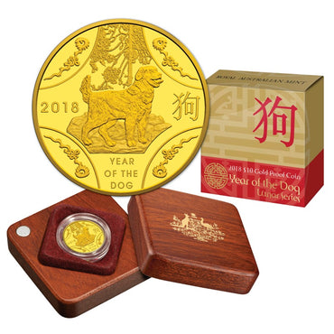 $10 2018 Year of the Dog 1/10oz Gold Proof