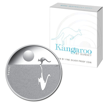 $1 2018 Sunset Kangaroo Silver Proof | $1 2018 Sunset Kangaroo Silver Proof REVERSE | $1 2018 Sunset Kangaroo Silver Proof OBVERSE