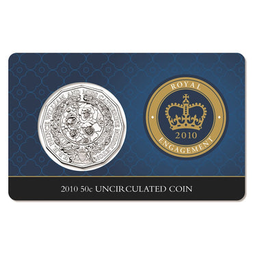 50c 2010 Royal Engagement Carded UNC card | 50c 2010 Royal Engagement Carded UNC reverse