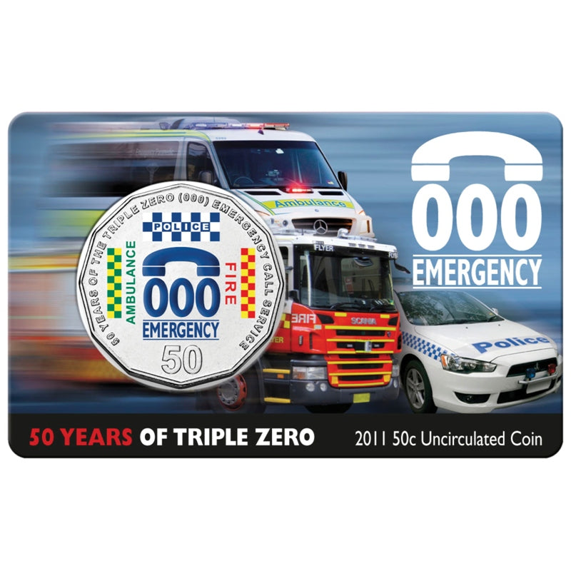 50c 2011 Triple 000 Emergency Carded UNC
