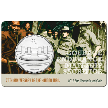 50c 2012 Kokoda Trail 70th Anniversary Carded UNC