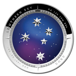 $5 2012 Southern Sky Crux Domed Shaped Coloured Silver Proof