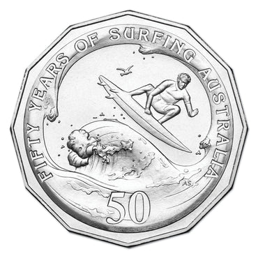 50c 2013 Surfing Australia 50th Carded UNC