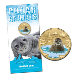 $1 2013 Polar Animals - Weddell Seal Coloured Al-Bronze UNC