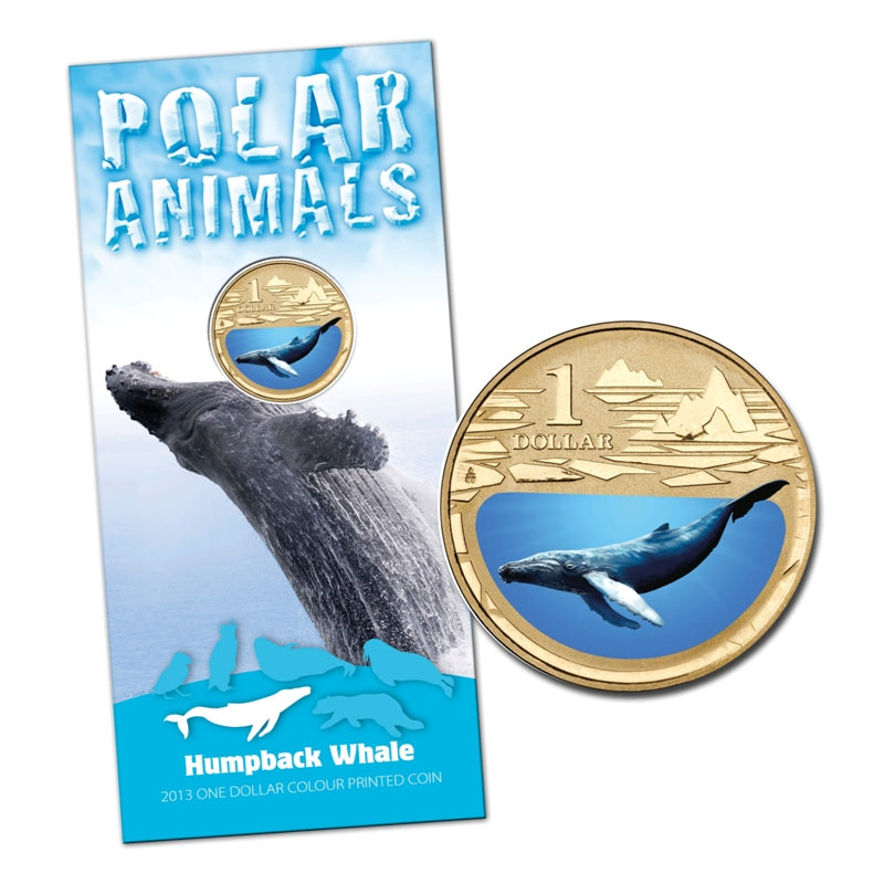 $1 2013 Polar Animals - Humpback Whale Coloured Al-Bronze UNC
