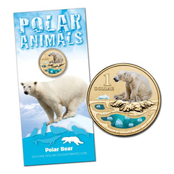 $1 2013 Polar Animals - Polar Bear Coloured Al-Bronze UNC