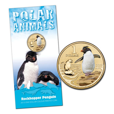 $1 2013 Polar Animals - Rockhopper Penguin Coloured Al-Bronze UNC